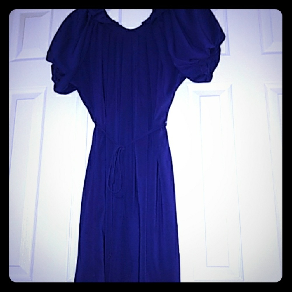 Julie Dillon deep purple puff sleeve slip on dress